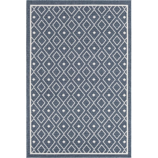 Rug Unique Loom Outdoor Trellis Navy Blue Rectangular 4' 0 x 6' 0