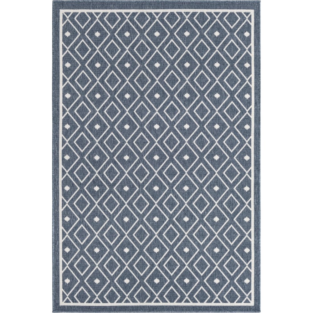 Rug Unique Loom Outdoor Trellis Navy Blue Rectangular 4' 0 x 6' 0