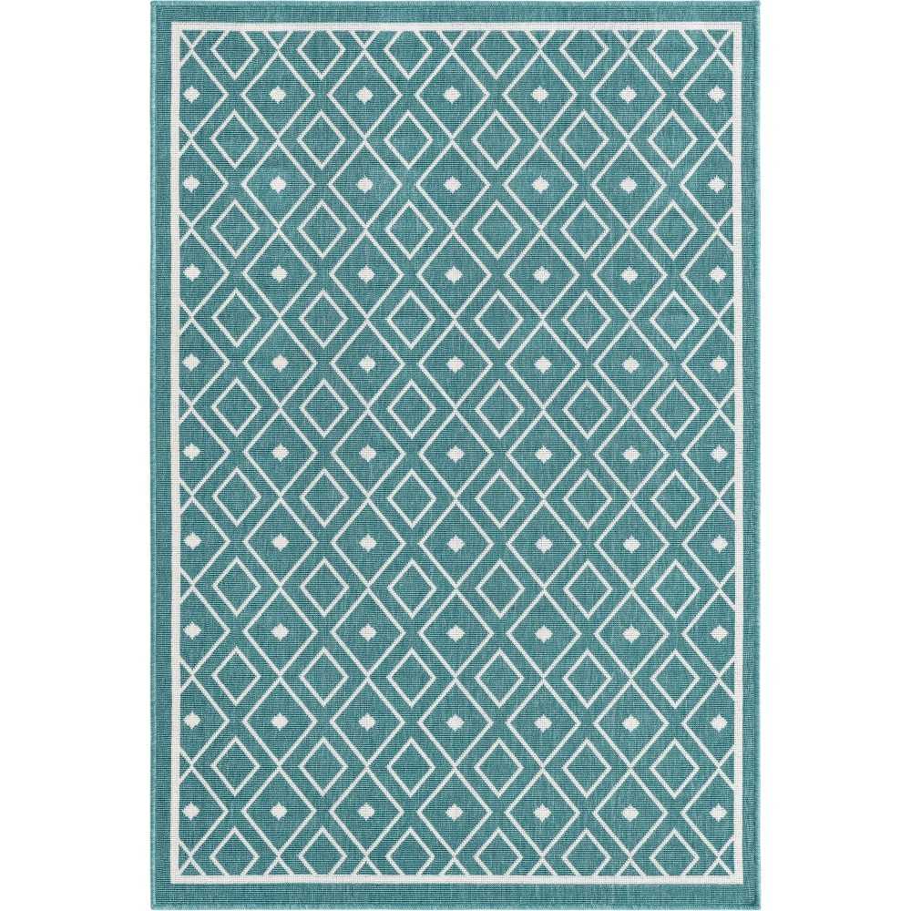 Rug Unique Loom Outdoor Trellis Teal Rectangular 4' 0 x 6' 0 Rug Unique Loom Outdoor Trellis Teal Rectangular 4' 0 x 6' 0