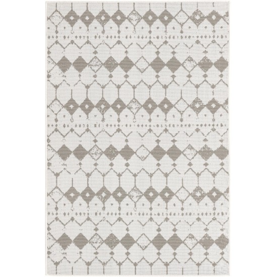 Rug Unique Loom Outdoor Trellis Ivory/Gray Rectangular 4' 0 x 6' 0