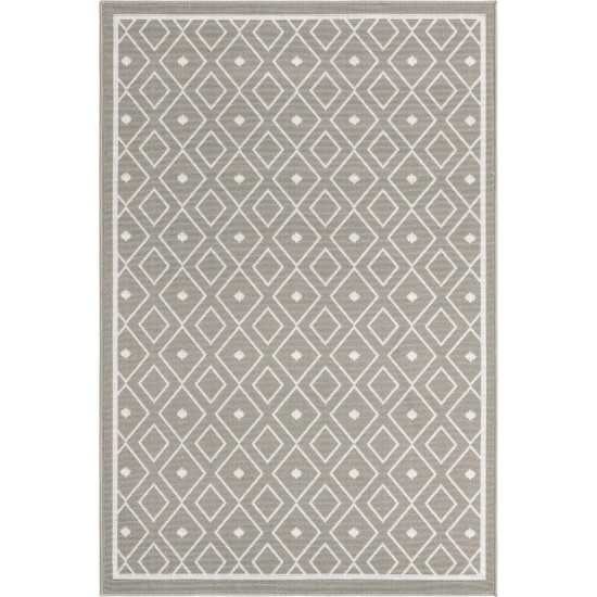 Rug Unique Loom Outdoor Trellis Gray Rectangular 4' 0 x 6' 0