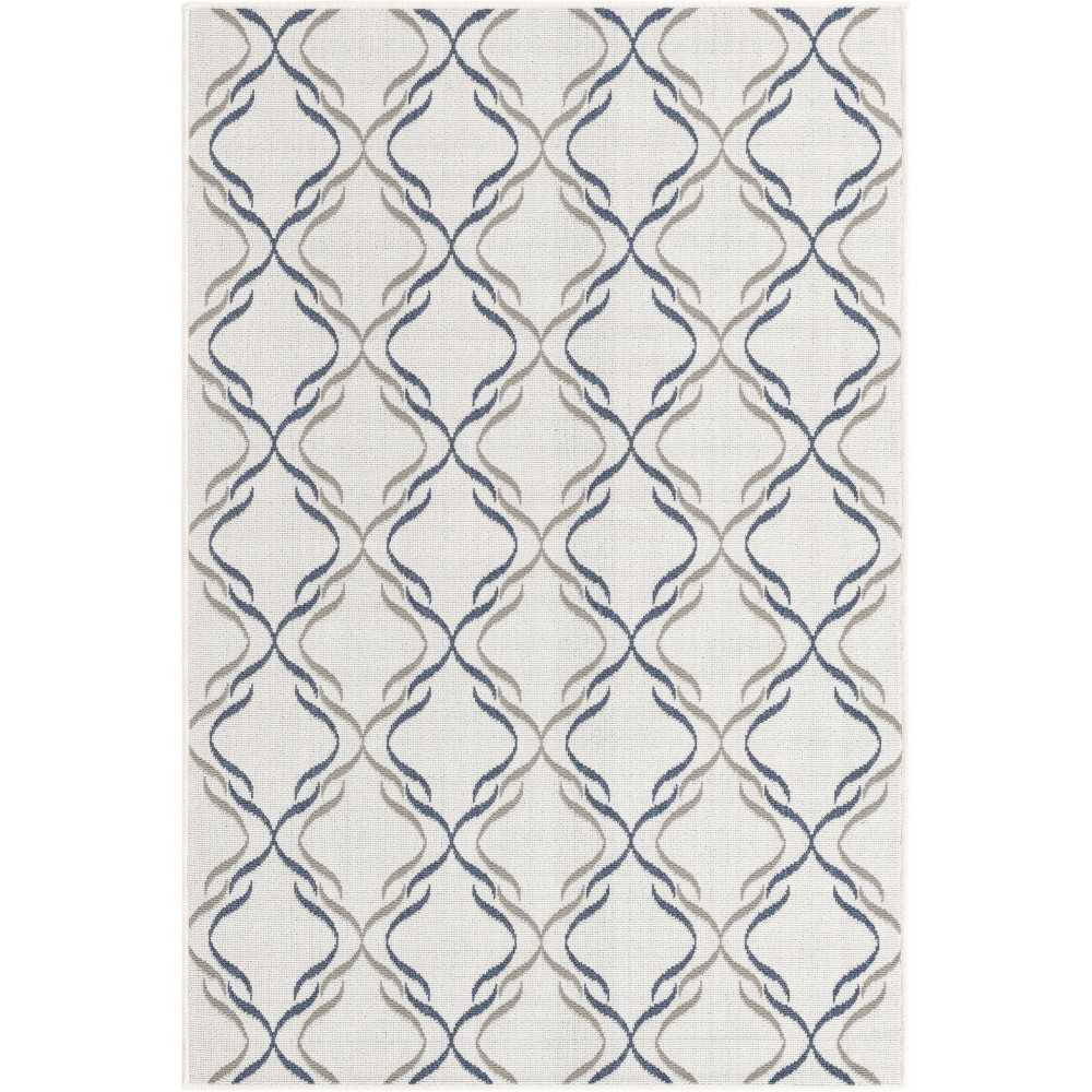 Rug Unique Loom Outdoor Trellis Ivory Rectangular 4' 0 x 6' 0