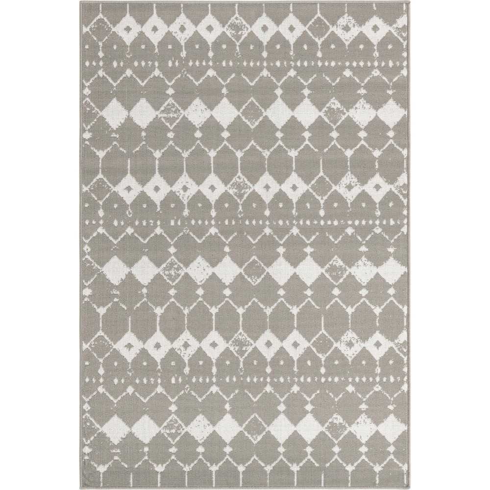 Rug Unique Loom Outdoor Trellis Gray Rectangular 4' 0 x 6' 0