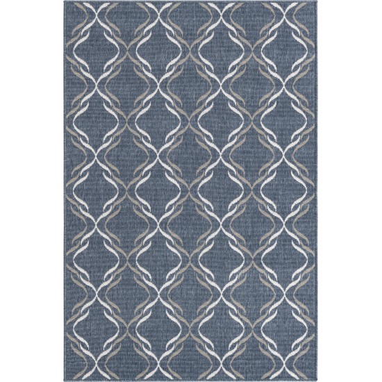 Rug Unique Loom Outdoor Trellis Navy Blue Rectangular 4' 0 x 6' 0