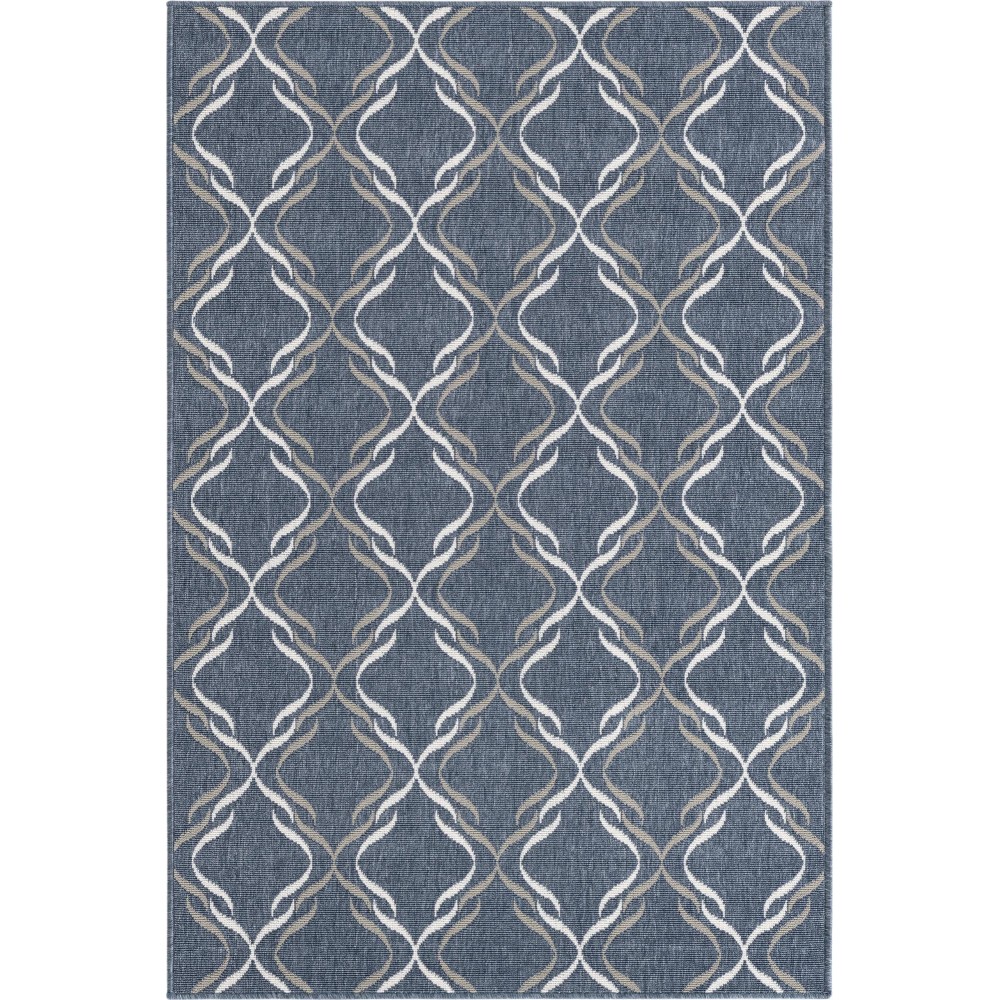 Rug Unique Loom Outdoor Trellis Navy Blue Rectangular 4' 0 x 6' 0