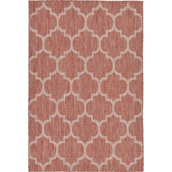 Rug Unique Loom Outdoor Trellis Rust Red Rectangular 4' 0 x 6' 0