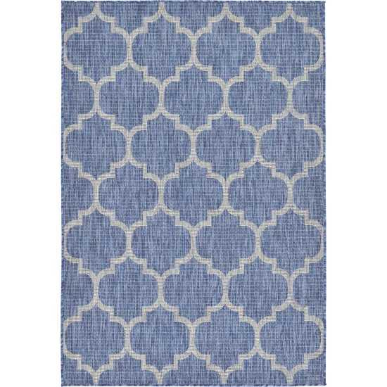 Rug Unique Loom Outdoor Trellis Navy Blue Rectangular 4' 0 x 6' 0