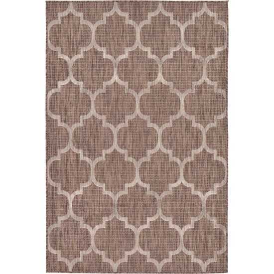 Rug Unique Loom Outdoor Trellis Brown Rectangular 4' 0 x 6' 0