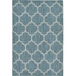 Rug Unique Loom Outdoor Trellis Teal Rectangular 4' 0 x 6' 0