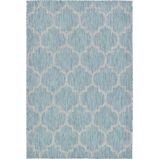 Rug Unique Loom Outdoor Trellis Aquamarine Rectangular 4' 0 x 6' 0