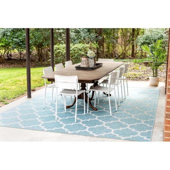 Rug Unique Loom Outdoor Trellis Aquamarine Rectangular 4' 0 x 6' 0