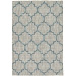 Rug Unique Loom Outdoor Trellis Blue Rectangular 4' 0 x 6' 0