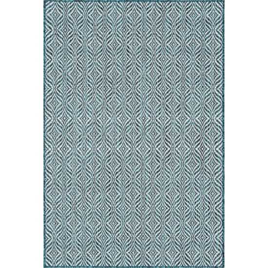 Rug Unique Loom Outdoor Trellis Teal Rectangular 4' 0 x 6' 0