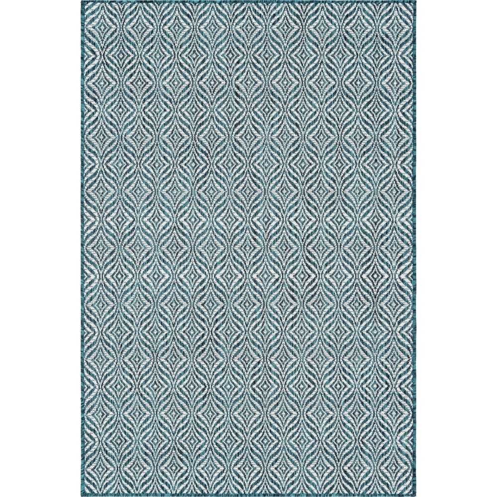 Rug Unique Loom Outdoor Trellis Teal Rectangular 4' 0 x 6' 0 Rug Unique Loom Outdoor Trellis Teal Rectangular 4' 0 x 6' 0