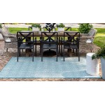 Rug Unique Loom Outdoor Trellis Teal Rectangular 4' 0 x 6' 0