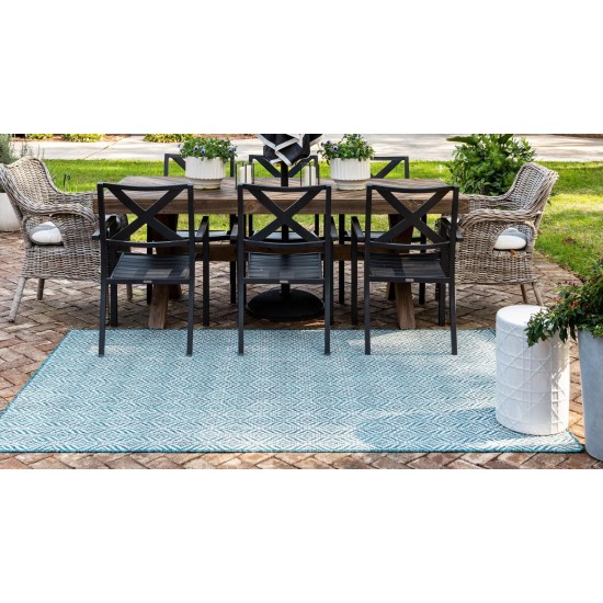 Rug Unique Loom Outdoor Trellis Teal Rectangular 4' 0 x 6' 0