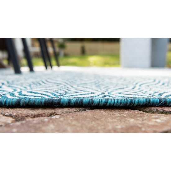Rug Unique Loom Outdoor Trellis Teal Rectangular 4' 0 x 6' 0