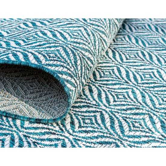 Rug Unique Loom Outdoor Trellis Teal Rectangular 4' 0 x 6' 0