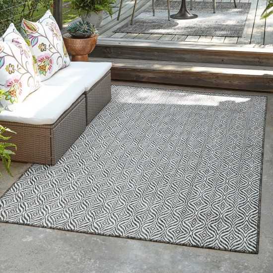 Rug Unique Loom Outdoor Trellis Charcoal Rectangular 4' 0 x 6' 0