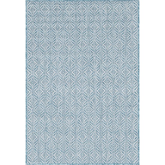 Rug Unique Loom Outdoor Trellis Blue Rectangular 4' 0 x 6' 0