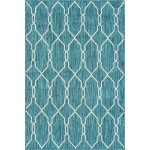 Rug Unique Loom Outdoor Trellis Teal Rectangular 4' 0 x 6' 0