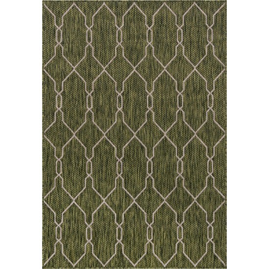 Rug Unique Loom Outdoor Trellis Olive Rectangular 4' 0 x 6' 0