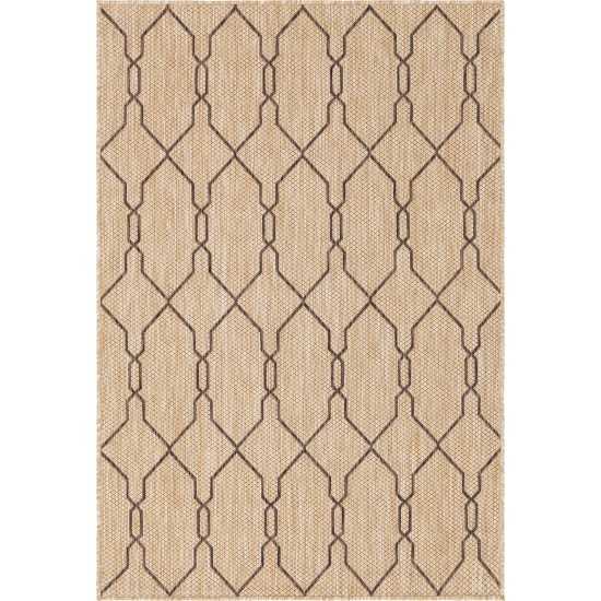 Rug Unique Loom Outdoor Trellis Tan Rectangular 4' 0 x 6' 0