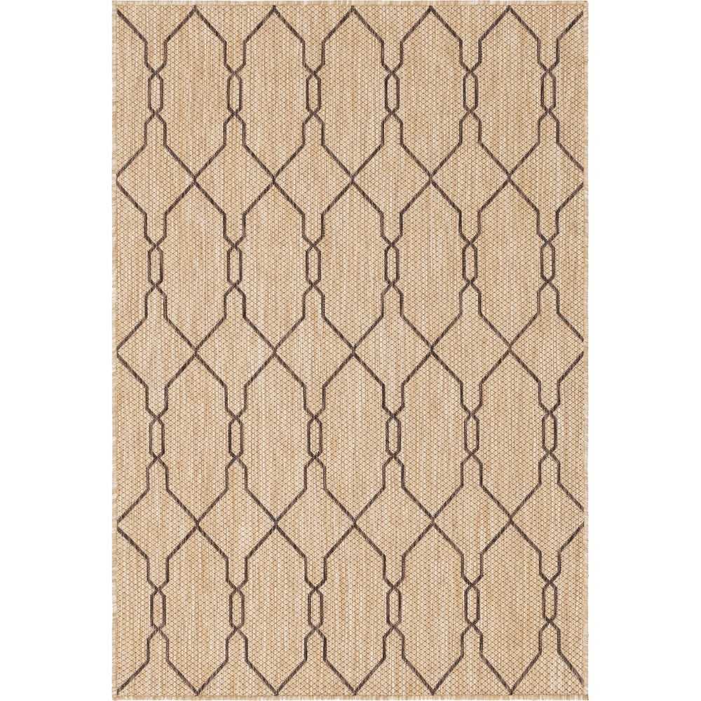 Rug Unique Loom Outdoor Trellis Tan Rectangular 4' 0 x 6' 0