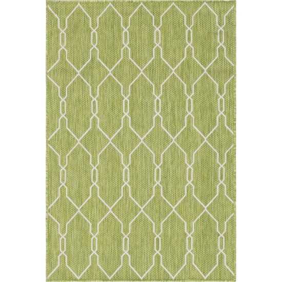 Rug Unique Loom Outdoor Trellis Green Rectangular 4' 0 x 6' 0