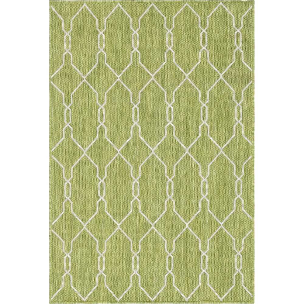 Rug Unique Loom Outdoor Trellis Green Rectangular 4' 0 x 6' 0