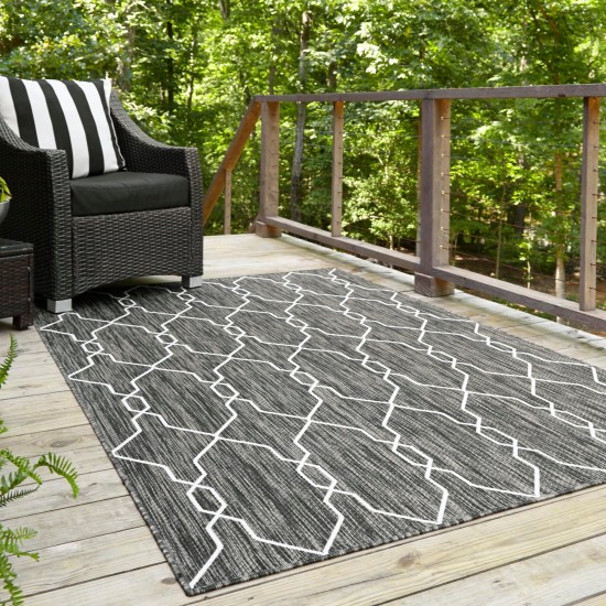 Rug Unique Loom Outdoor Trellis Charcoal Rectangular 4' 0 x 6' 0