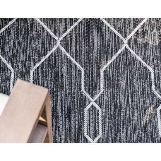 Rug Unique Loom Outdoor Trellis Charcoal Rectangular 4' 0 x 6' 0