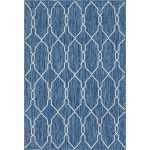 Rug Unique Loom Outdoor Trellis Navy Blue Rectangular 4' 0 x 6' 0