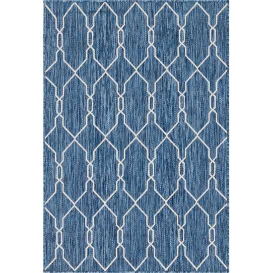 Rug Unique Loom Outdoor Trellis Navy Blue Rectangular 4' 0 x 6' 0