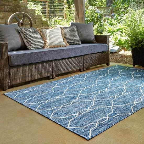 Rug Unique Loom Outdoor Trellis Navy Blue Rectangular 4' 0 x 6' 0