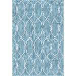 Rug Unique Loom Outdoor Trellis Blue Rectangular 4' 0 x 6' 0