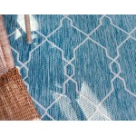 Rug Unique Loom Outdoor Trellis Blue Rectangular 4' 0 x 6' 0