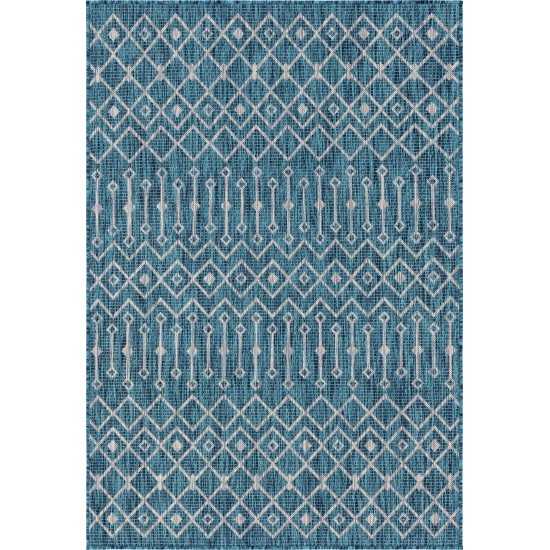 Rug Unique Loom Outdoor Trellis Teal Rectangular 4' 0 x 6' 0