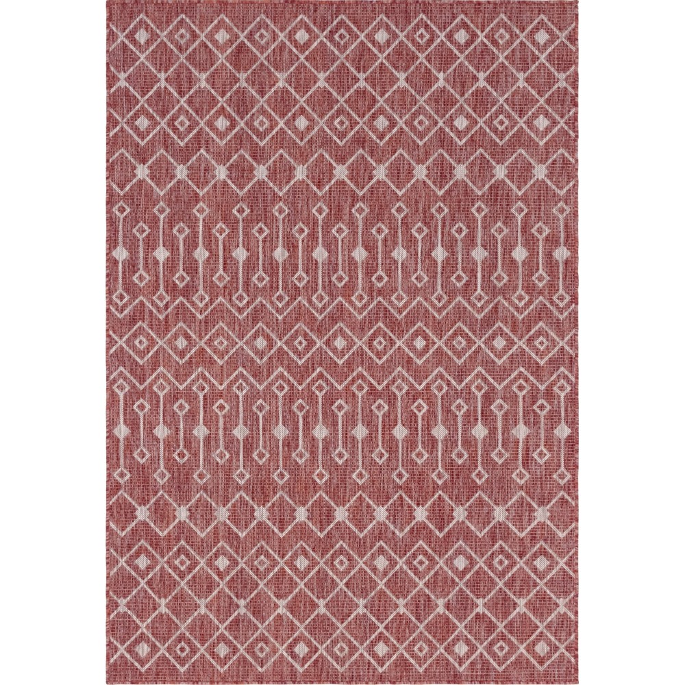 Rug Unique Loom Outdoor Trellis Rust Red Rectangular 4' 0 x 6' 0