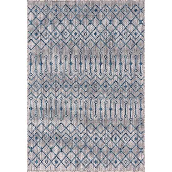 Rug Unique Loom Outdoor Trellis Gray Rectangular 4' 0 x 6' 0