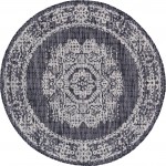 Rug Unique Loom Outdoor Traditional Dark Gray Round 4' 0 x 4' 0
