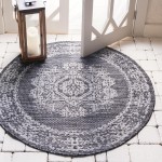 Rug Unique Loom Outdoor Traditional Dark Gray Round 4' 0 x 4' 0