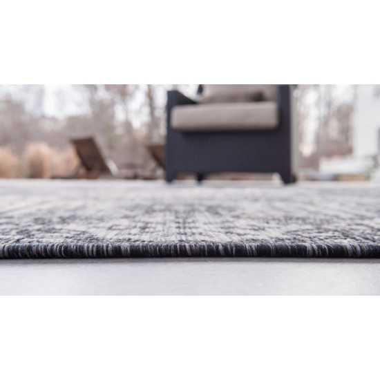 Rug Unique Loom Outdoor Traditional Dark Gray Round 4' 0 x 4' 0