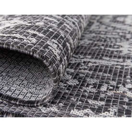 Rug Unique Loom Outdoor Traditional Dark Gray Round 4' 0 x 4' 0