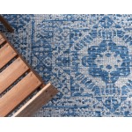 Rug Unique Loom Outdoor Traditional Blue Round 4' 0 x 4' 0