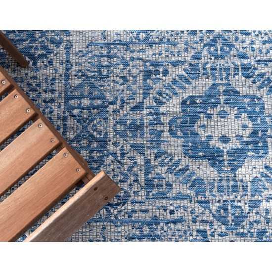 Rug Unique Loom Outdoor Traditional Blue Round 4' 0 x 4' 0