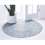 Rug Unique Loom Outdoor Traditional Aqua Blue Round 4' 0 x 4' 0