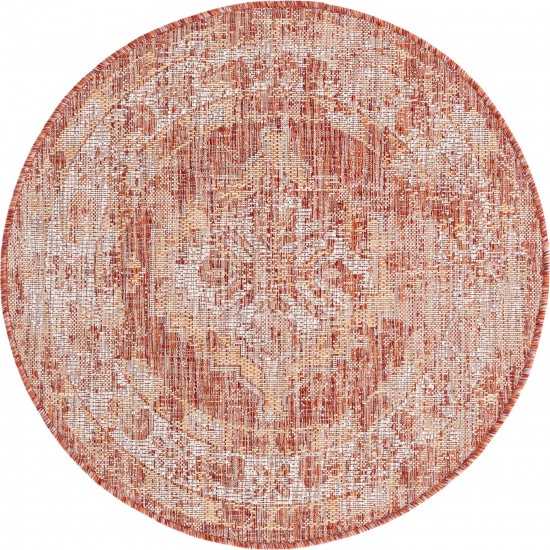 Rug Unique Loom Outdoor Traditional Rust Red Round 3' 3 x 3' 3