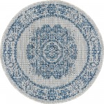 Rug Unique Loom Outdoor Traditional Blue Round 3' 3 x 3' 3