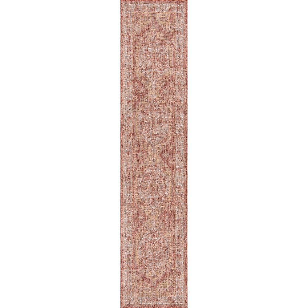 Rug Unique Loom Outdoor Traditional Rust Red Runner 2' 7 x 12' 0